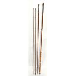 HARDY; a 12' No.2 A.H.E. Wood three piece split cane fly rod with spare end tip, original canvas