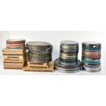 FILM/CINEMA & PROJECTION INTEREST; approximately forty 16mm and 9.5mm format film reels of mixed
