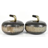 A pair of curling stones with rosewood handles, diameter 22cm. Additional InformationWear and knocks