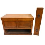 An early 20th century oak blanket chest, the hinged cover enclosing storage compartment above