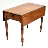 A Victorian mahogany Pembroke table with single end drawer, raised on turned column supports, length