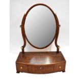 An Edwardian mahogany toilet mirror with crossbanded detail and three drawers, height 56cm.