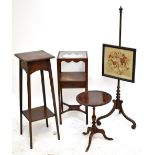 An early 19th century mahogany washstand with single frieze drawer, raised on block supports, height