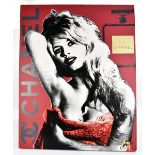 DEVIN MILES; mixed media on canvas, 'Brigitte Bardot - Chanel', signed with initials recto and