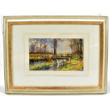 MICHAEL CRAWLEY; watercolour, 'Markeaton Brook, Derby', signed and inscribed verso, 13 x 21.5cm,