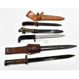 Two Czech VZ58 and VZ24 bayonets and a further Russian 'USSR' AK-47 c1951 bayonet, all with