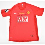 MANCHESTER UNITED FC; a Nike 2007-08 season Champions League Final edition shirt bearing UCL logo to