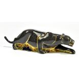 ROYAL CROWN DERBY; an animal paperweight 'The Black Panther', length 33cm, complete with gold base