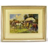 MICHAEL CRAWLEY; watercolour, 'Horse Sale', signed and inscribed verso, 27 x 40cm, framed and