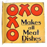 OXO; an original advertising double sided tin sign, with flange, 34.5 x 35cm.Additional