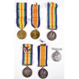 Six World War I medals comprising three War Medals awarded to 223201 Dvr. E.G. Simpson R.A., M2-