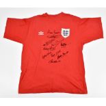 1966 ENGLAND WORLD CUP WINNERS; an Umbro retro-style cotton short sleeved shirt with embroidered
