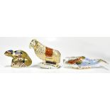 ROYAL CROWN DERBY; three animal paperweights to include 'The Ram of Colchis' no. 72/750, 'Ocean