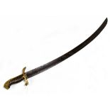 A Naval sabre/cutlass, the blade with indistinct detail, blade length 74cm, to pierced brass guard