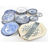 A group of predominantly 19th and early 20th century blue and white transfer decorated plates.