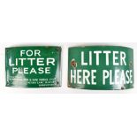 Two advertising enamelled signs of arched form relating to litter, one example manufactured by the