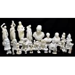 A collection of 19th century and later Parian ware and plaster figures and busts to include a