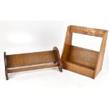 Two oak desktop book troughs, the larger height 37cm, width 33cm (2).Additional InformationSome