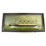 COUNTRY CORNER; a large plaque depicting the Titanic in relief with further painted detail, label