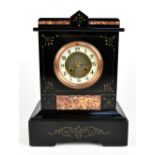 A Victorian slate and rouge marble mantel clock of architectural form, with gilt decoration