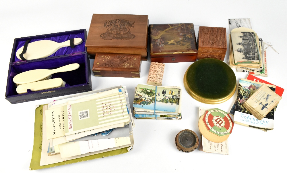 An early 20th century Japanese lacquered box, together with further boxes, cigar box, various