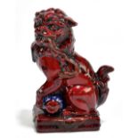 ROYAL DOULTON; an Archives Burslem Art Ware Qinghai Fu dog BA35 flambé figure, detailed as a limited