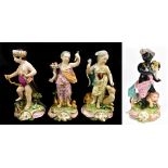 DERBY; a set of four 18th century figures of the four Continents, 'America, Asia, Africa and