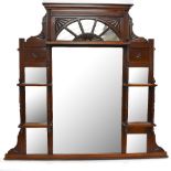 A Victorian carved walnut over-mantel wall mirror, 126 x 109cm.Additional InformationMissing finials