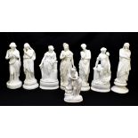 Eight assorted 19th century Parian ware figures to include Fortuna, height 34cm, etc (8).