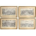 Four large black and white prints taken from the engravings of the Chinese Imperial Summer Palace,