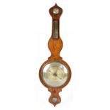 F M NEWTON OF HALIFAX; a 19th century rosewood banjo barometer with silvered dial, height 107cm.