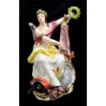 DERBY; an 18th century figure of Victory, height 18cm.Additional InformationExtensive restoration