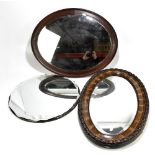Three wall mirrors, one with bevelled plate and moulded detail, the largest 74 x 46.5cm (af) (3).