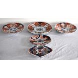 Five Japanese Meiji period Imari decorated dishes ranging in size from 20cm to 25cm, also a