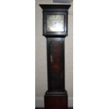 An 18th century oak thirty hour longcase clock with 11" brass dial inscribed 'I. Barbar, Meerbrook',