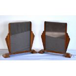 A pair of Art Deco blonde oak photograph frames of rectangular form with stepped fan wings and