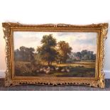 ATTRIBUTED TO W.R. STONE; oil on canvas, 'Village and Woodland', unsigned, inscribed verso, 45 x
