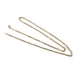 A 9ct gold small box link necklace, length 54cm, approx 9.8g.