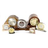 A collection of seven mainly Art Deco mantel clocks to include a Smiths example with Art Deco