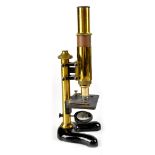 A cased E Leitz brass microscope, no.
