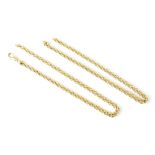 A 9ct gold broken necklace of double interlocked cable link style,
