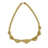 A 9ct yellow gold brick link fancy necklace, approx 33.5g.