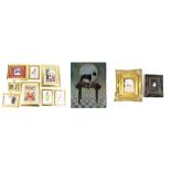 A quantity of various animal, mainly dog related, prints in ornate frames (17).