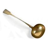 A large early 19th century hallmarked silver ladle, Birmingham 1841, maker's mark indistinct,