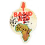Band Aid; a signed picture 7" vinyl single, signed to disc by Bono, Phil Collins, and Midge Ure.
