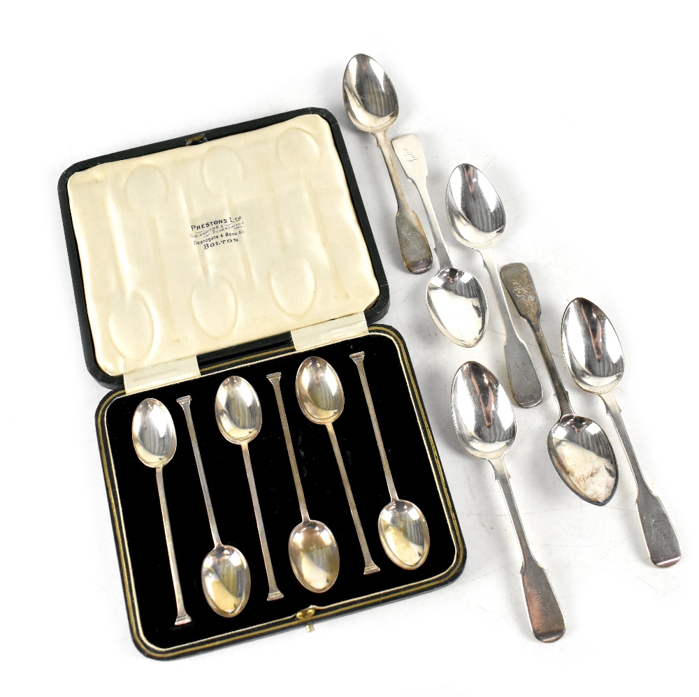 A set of six Victorian hallmarked silver teaspoons, Charles Boyton, London 1845,