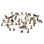 Various painted and unpainted lead figures mainly, Cowboy and Indian themed,