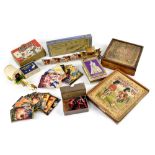 Various vintage toys to include a Frederick Warne & Co six-piece double-sided jigsaw depicting