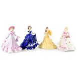 Four Coalport figures comprising 'Classic Elegance Many Happy Returns',