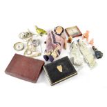 Various vintage toys to include a clockwork tinplate pecking hen, compasses,